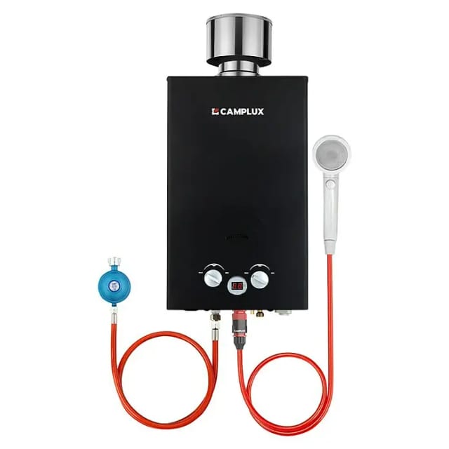 Camplux Durchlauferhitzer Outdoor Dusche BW+-Serie (10 l/min, 50 mbar, Schwarz)