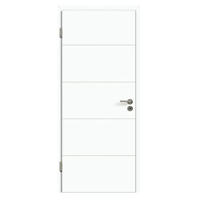 Kilsgaard Zimmertür 14/14 (735 x 1.985 mm, DIN Anschlag: Links, Weiß lackiert, ähnlich RAL 9010, Röhrenspan, Weiße V-Fugen)