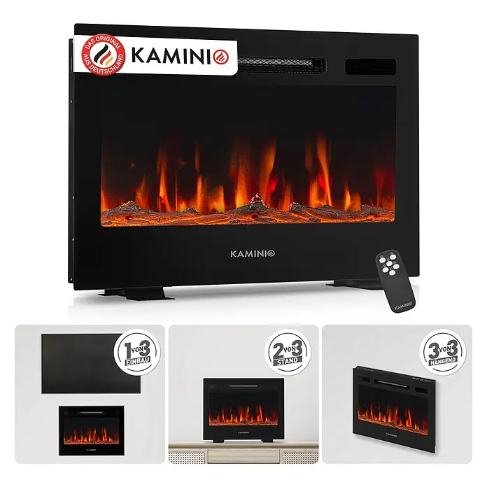 Elektrischer Kamin Kamino Marlon 30 (11,9 x 72 x 46,6 cm, Schwarz)