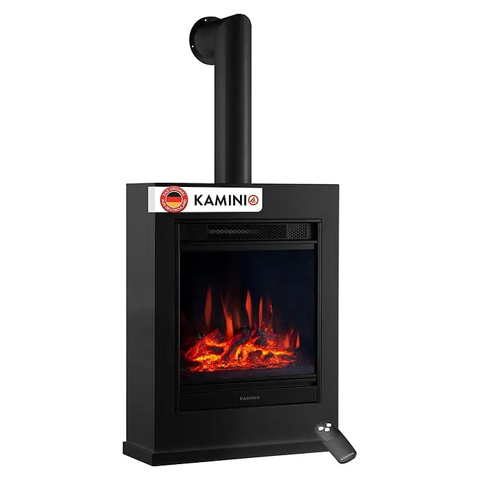 Elektrischer Kamin Kamino Kalle mit Ofenrohr (18 x 51 x 105 cm, Schwarz)