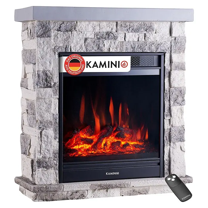 Elektrischer Kamin Kamino Juan (23,5 x 60 x 66 cm, Grau (Steinoptik))