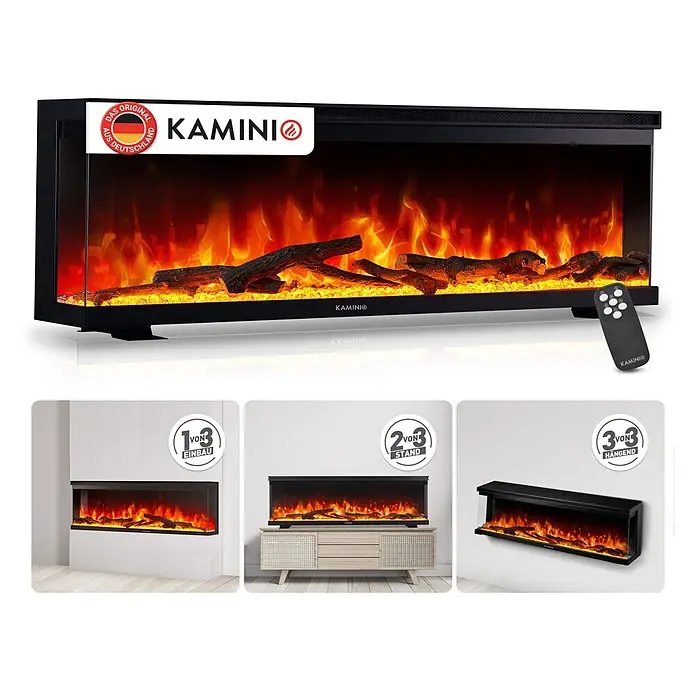 Elektrischer Kamin Kamino Lea 60 (20 x 152,4 x 43 cm, Schwarz)