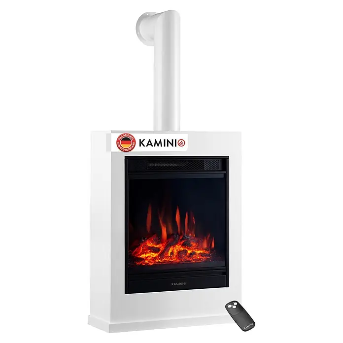 Elektrischer Kamin Kamino Kalle mit Ofenrohr (18 x 51 x 105 cm, Weiß)