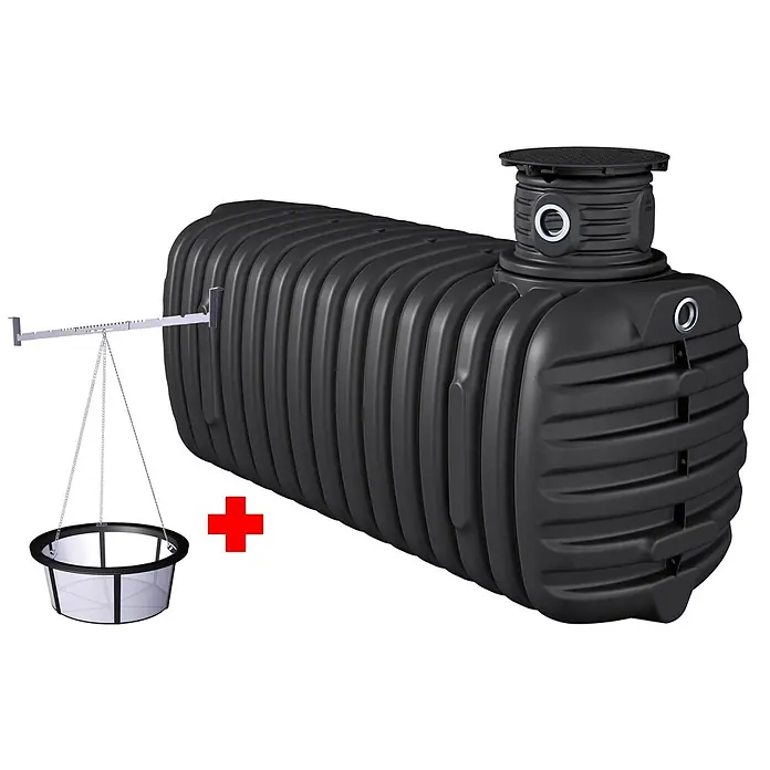 Zisterne Komplettpaket Primus inkl. gratis Traversenfilter (Gesamt Fassungsvermögen: 4.200 l, Schwarz)