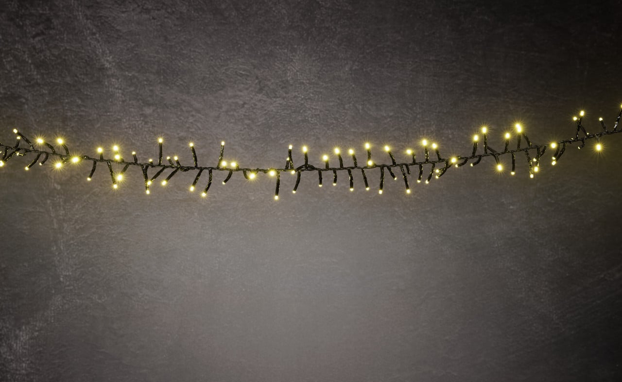 TrendLine LED-Lichterkette Cluster Außen 7 m warmweiß-schwarz mit Timer, Dimmer