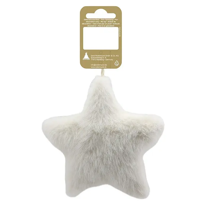 Weihnachtsanhänger Stern aus Plüsch 14 x 4 cm beige