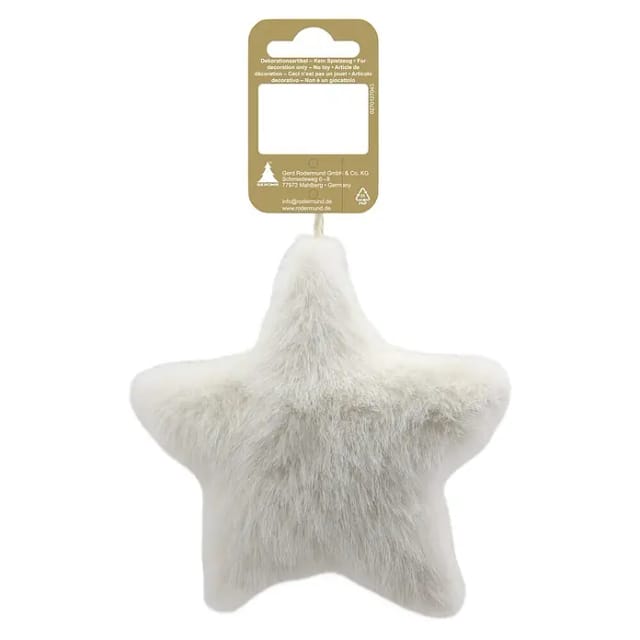 Weihnachtsanhänger Stern aus Plüsch 14 x 4 cm beige