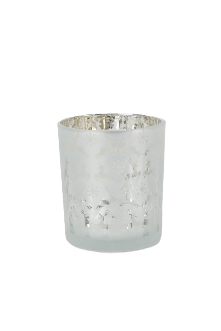 TrendLine Deko Windlicht Glas Ø 8,8 x 10 cm silber