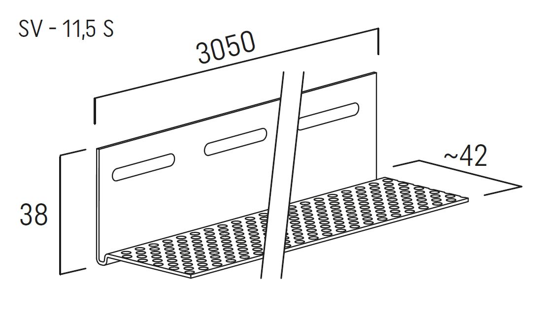 Lüftungsprofil für Fassadenverkleidung PVC silber 305 x 4,2 cm