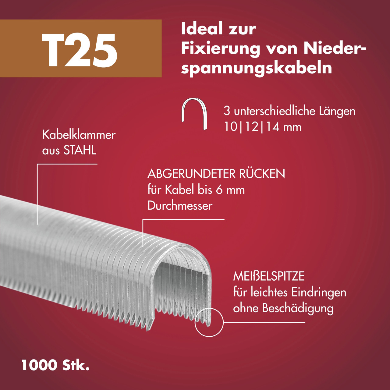 Arrow Kabelklammer T25 14 mm 1000 Stück Bild 5