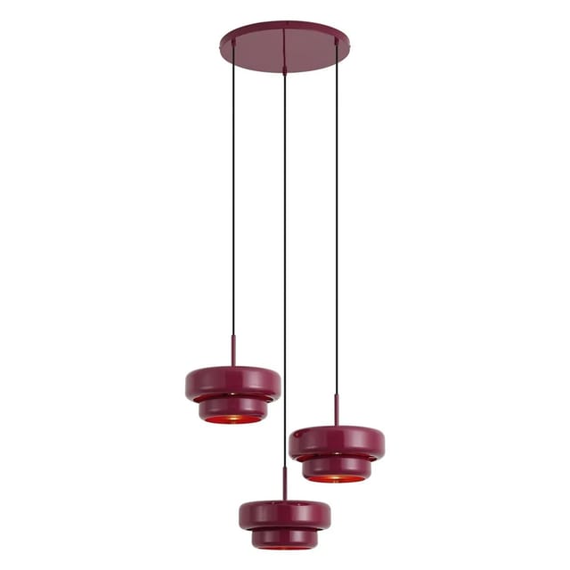 QAZQA Retro Pendelleuchte Pflaume mit Metallschirm 3 Flammig Ophelia