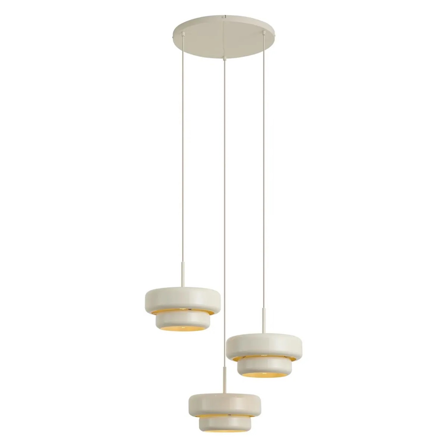 QAZQA Retro Pendelleuchte Beige mit Metallschirm 3 Flammig Ophelia