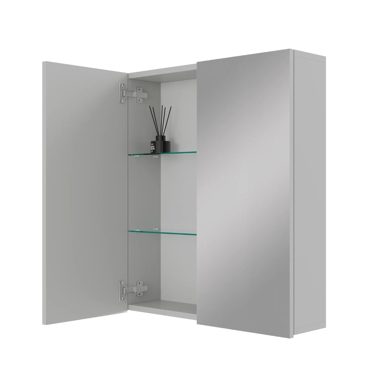 Planetmöbel ARIA Spiegelschrank 60 cm Weiß Grau ohne Leuchte ohne Steckdosenbox