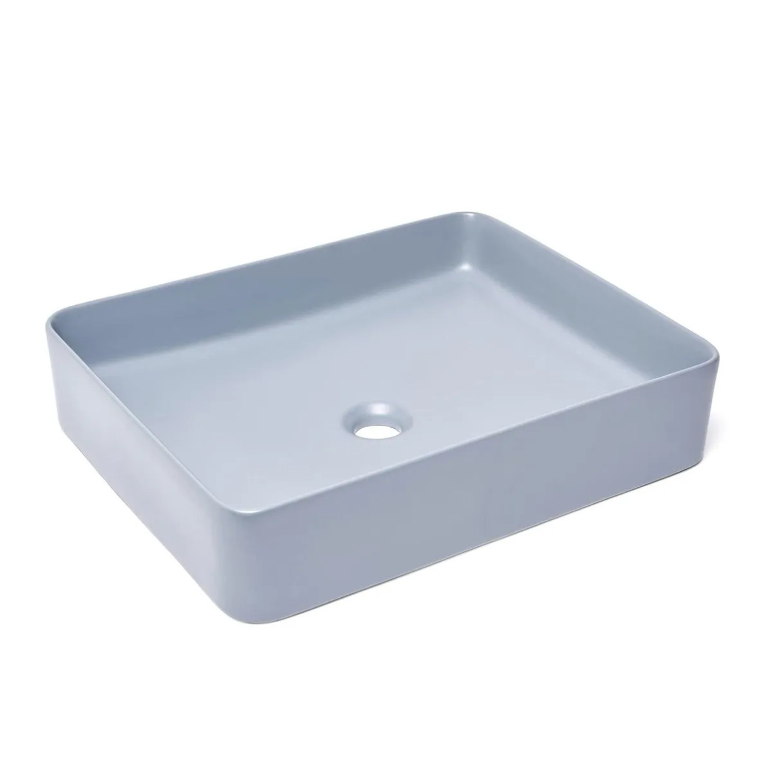 Swiss Aqua Technologies Aufsatzwaschbecken Waschbecken 50x40x11CM mit Ablaufgarnitur Hell Blaumatt