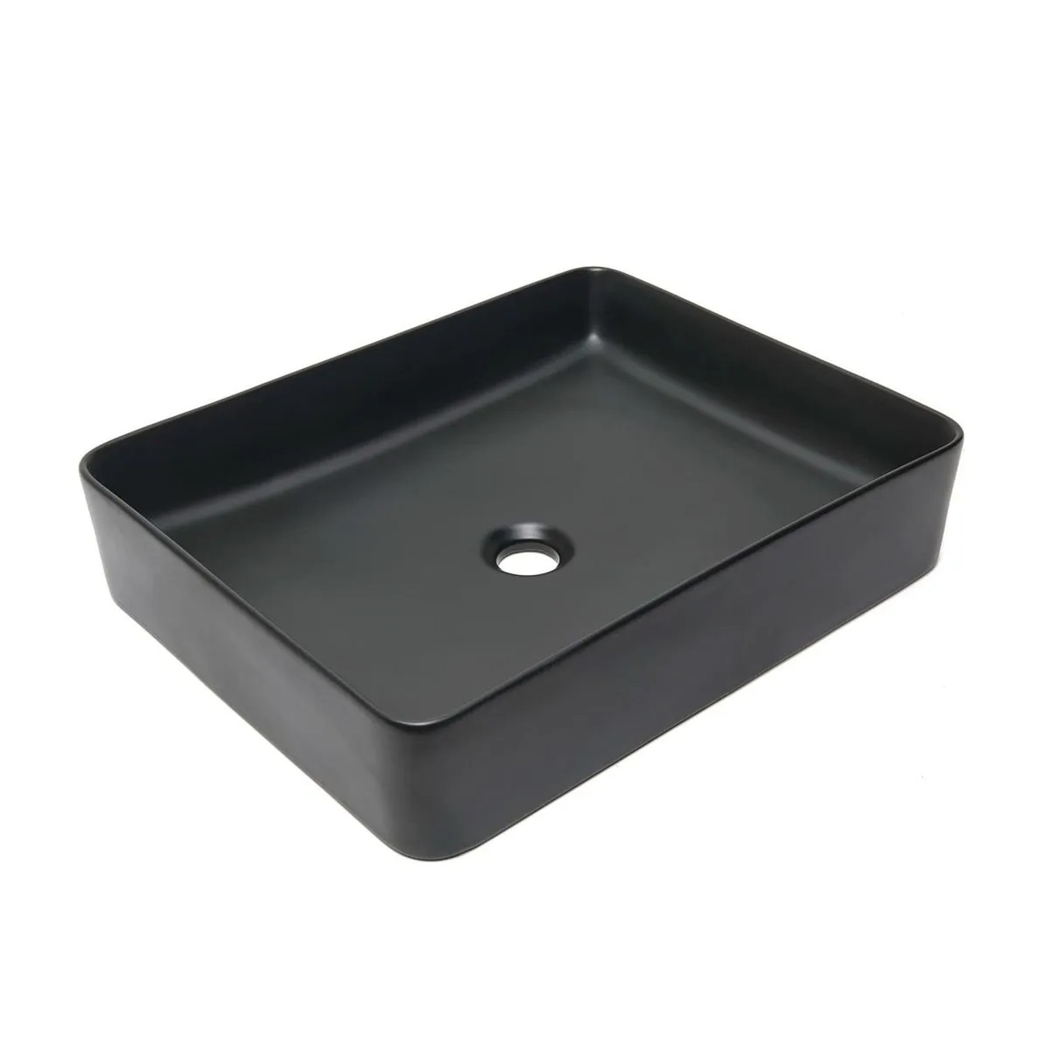 Swiss Aqua Technologies Aufsatzwaschbecken Waschschalle 50x40x11CM mit Ablaufgarnitur Schwarz Matt