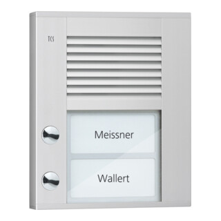 TCS Tür Control Audioaußenstation1-reihig 2 Tasten AP silber PDS02-EN/04