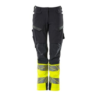Mascot Hose DIAMOND Damen Knietaschen Stretch 76C34 schwarzblau/hi-vis gelb