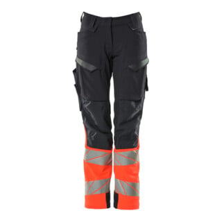 Mascot Hose Damen DIAMOND Knietaschen Stretch schwarzblau/hi-vis rot Größe 76C40
