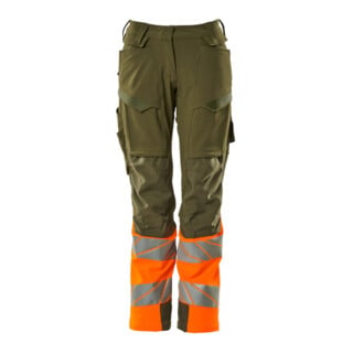 Mascot Hose Damen DIAMOND Knietaschen Stretch moosgrün/orange Größe 82C40
