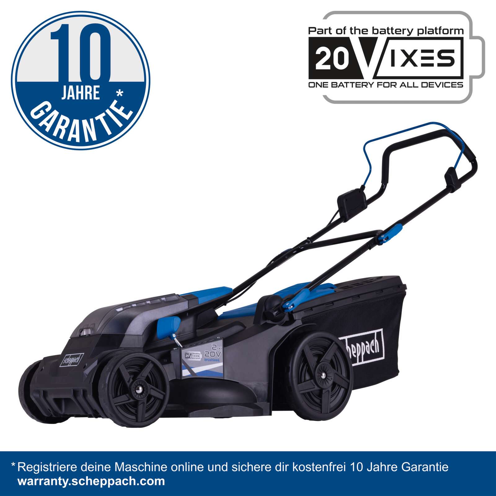 Akku-Rasenmäher BC-MP430-X Scheppach | 43cm Schnittbreite | für 600-700 m2 | 50L Korb | inkl. 2x 4Ah Akku + 4,5A Doppelladegerät Bild 4