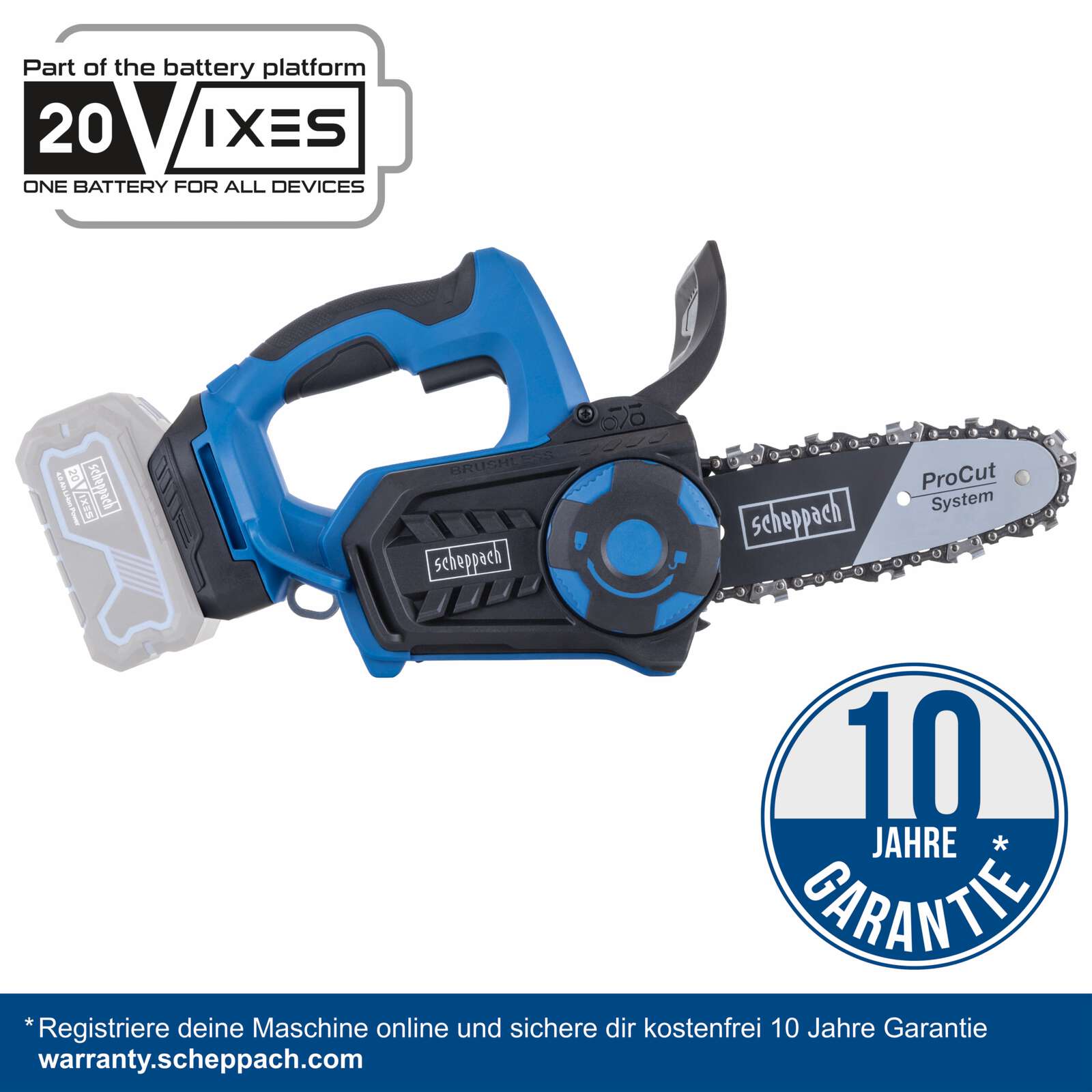 Akku Kettensäge BC-TCS200-X - Brushless | 20cm Schwert | inkl. 4Ah Akku + 2,4A Ladegerät