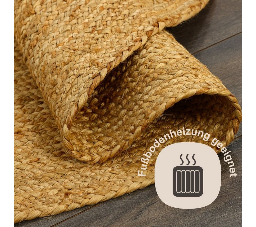 Myflair Möbel & Accessoires Teppich Lola, handgeflochten, rund, Höhe: 10 mm, Juteteppich, Wendeteppich, 100% Naturfaser, auch in rund & als Läufer Bild 3