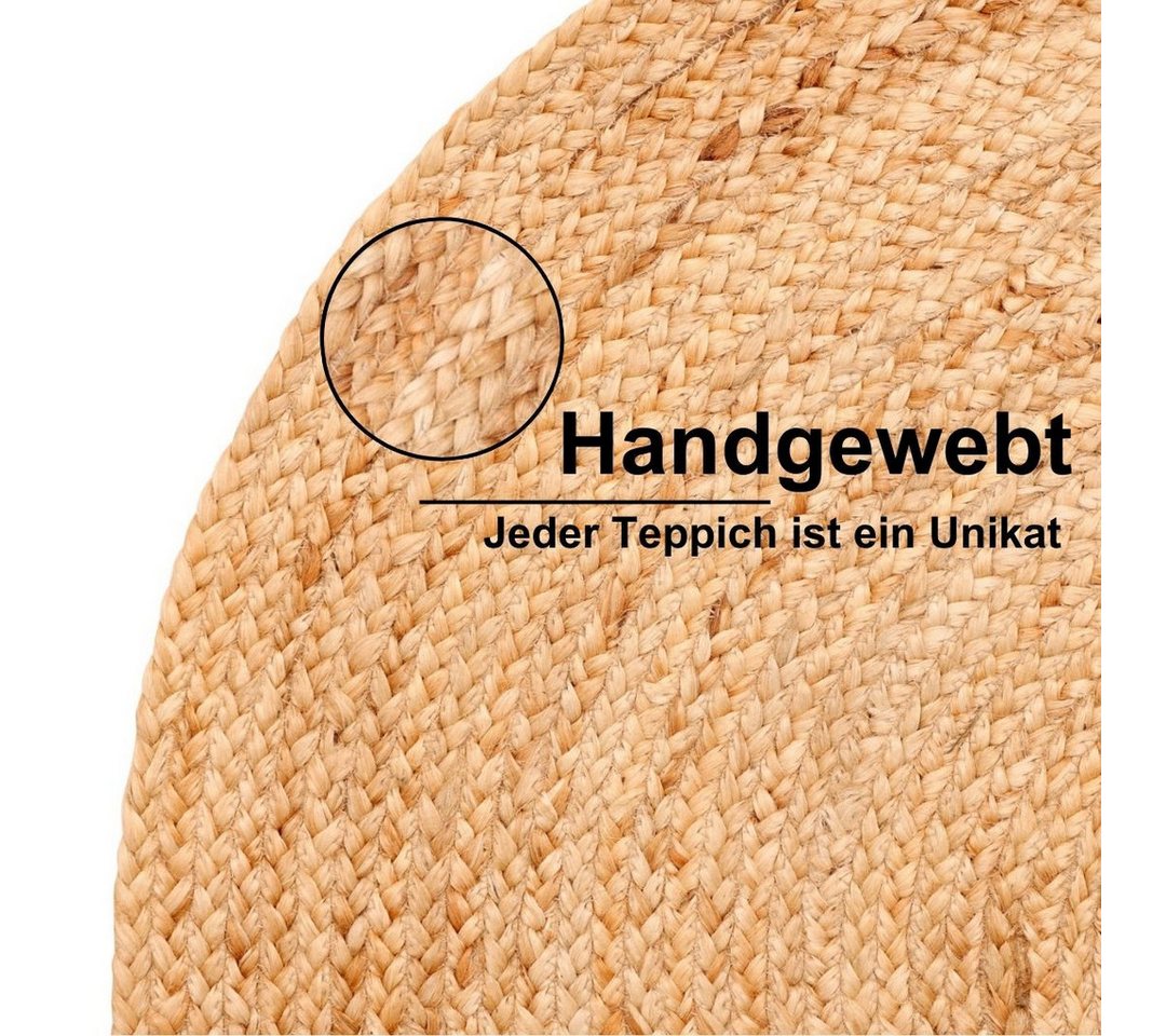 Myflair Möbel & Accessoires Teppich Lola, handgeflochten, rund, Höhe: 10 mm, Juteteppich, Wendeteppich, 100% Naturfaser, auch in rund & als Läufer Bild 4
