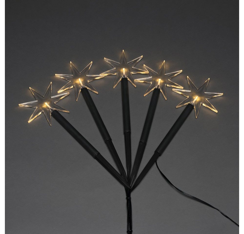 KONSTSMIDE LED Gartenleuchte Spiessleuchte mit 5 Sternen, Weihnachtsdeko aussen, LED fest integriert, Warmweiß