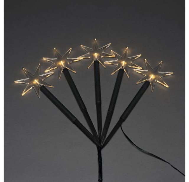 KONSTSMIDE LED Gartenleuchte Spiessleuchte mit 5 Sternen, Weihnachtsdeko aussen, LED fest integriert, Warmweiß
