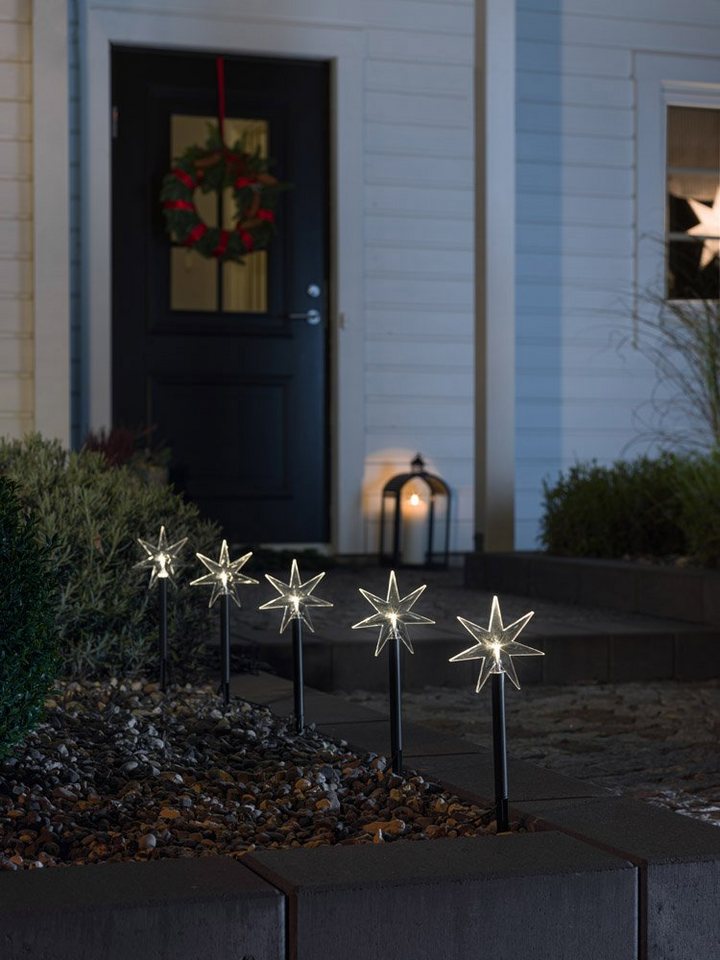 KONSTSMIDE LED Gartenleuchte Spiessleuchte mit 5 Sternen, Weihnachtsdeko aussen, LED fest integriert, Warmweiß Bild 3