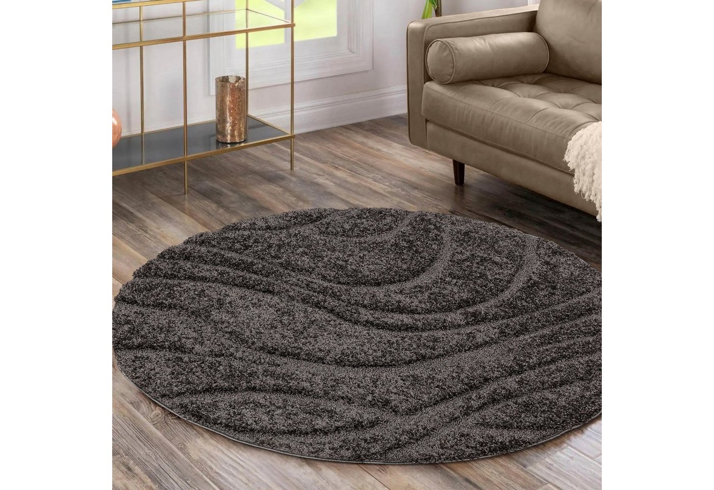 Sanat Hochflor-Teppich Luxus 3503, auch in Rund erhältlich, rund, Höhe: 30 mm, robuster Langflor, weich, Wohnzimmer, Schlafzimmer