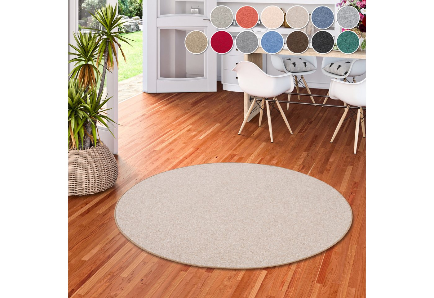 OTTO home Teppich Fortis, Schlinge, Made in Netherlands, rund, Höhe: 5 mm, Uni Farben, gekettelt, auch als Läufer, strapazierfähig, Wohnzimmer Bild 5