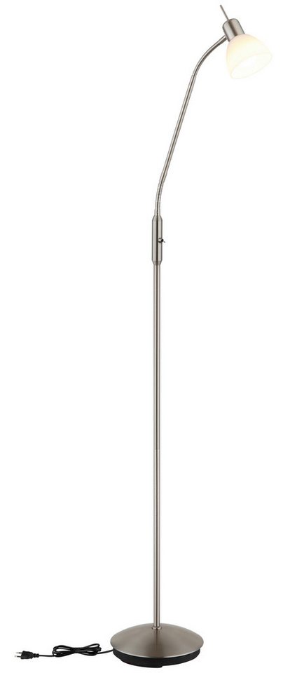 NOWA Stehlampe MALTE, Leuchtmittel wechselbar, Warmweiß, Stehleuchte Nickel matt mit Glas opal, E14 LED 5W, Flexo Bild 3