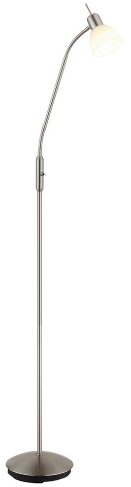 NOWA Stehlampe MALTE, Leuchtmittel wechselbar, Warmweiß, Stehleuchte Nickel matt mit Glas opal, E14 LED 5W, Flexo Bild 4