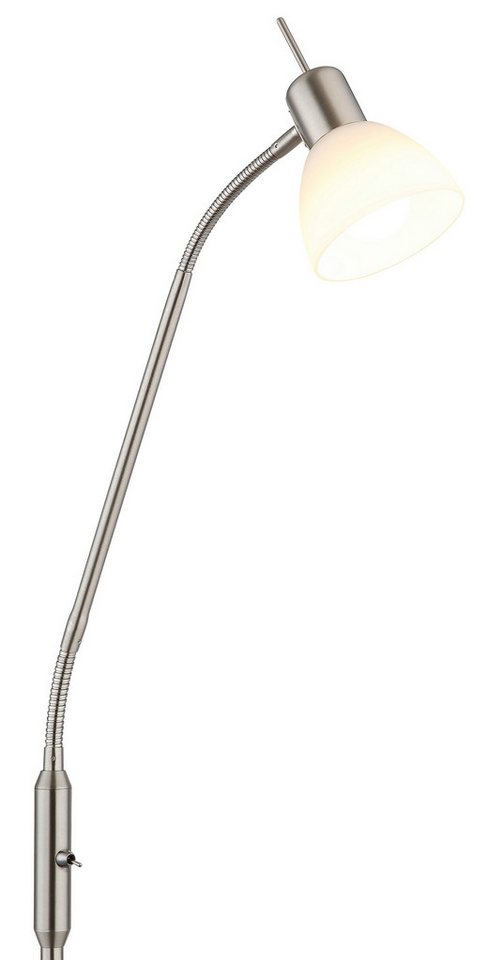 NOWA Stehlampe MALTE, Leuchtmittel wechselbar, Warmweiß, Stehleuchte Nickel matt mit Glas opal, E14 LED 5W, Flexo Bild 5