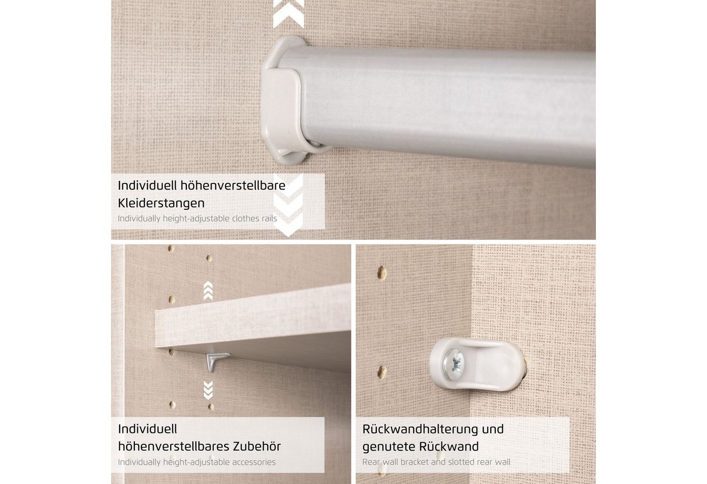 rauch Schwebetürenschrank Kleiderschrank Schrank Ankleide Garderobe Schlafzimmerschrank MOITA (Breiten: 181/226/271 cm, Höhe 210 cm) mit Spiegel und Metallgriffleisten in Alu MADE IN GERMANY Bild 2