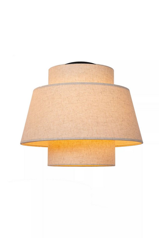 Licht-Erlebnisse Deckenleuchte CYREL, ohne Leuchtmittel, Stoff Metall Ø 40 cm Beige E27 rund Modern