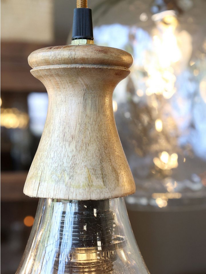 Vintagehaus Hängeleuchte Vintage Hängelampe Maison De Campagne Glas Mangoholz Tropfen Bild 3