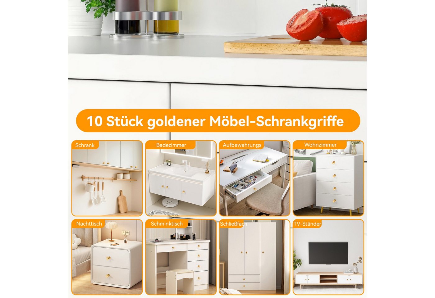 LEMLIT Möbelknopf 10 Stück Möbelknöpfe Schrankknöpfe Gold Schubladenknöpfe Knauf (10 Stück, 10-St., Einloch-Design), Für Schrank Türknauf Kommodenknöpfe Schrankknöpfe Bild 5