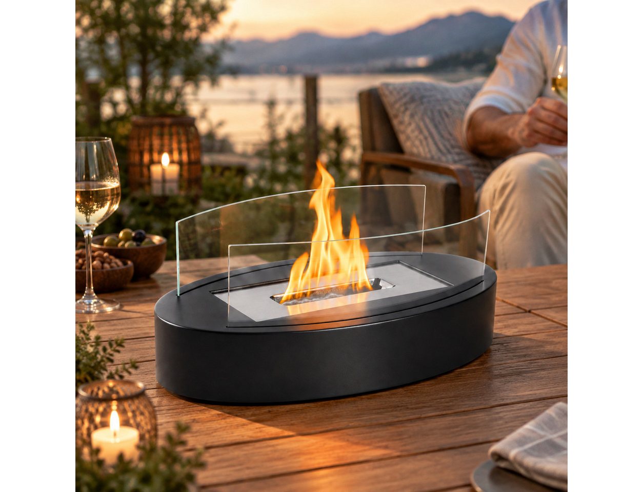 Nettlife Tischfeuer Bioethanol Kamin Tischkamin für Indoor/Outdoor, Tragbare Dekokamin (Set, Für Terrasse Balkon Garten Schlafzimmer Zuhause), Die Party Geschenkideens oder als stilvolle Tischdekoration