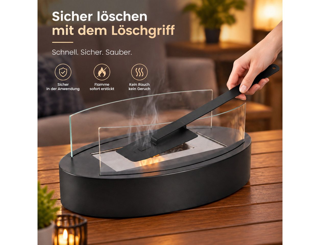 Nettlife Tischfeuer Bioethanol Kamin Tischkamin für Indoor/Outdoor, Tragbare Dekokamin (Set, Für Terrasse Balkon Garten Schlafzimmer Zuhause), Die Party Geschenkideens oder als stilvolle Tischdekoration Bild 4