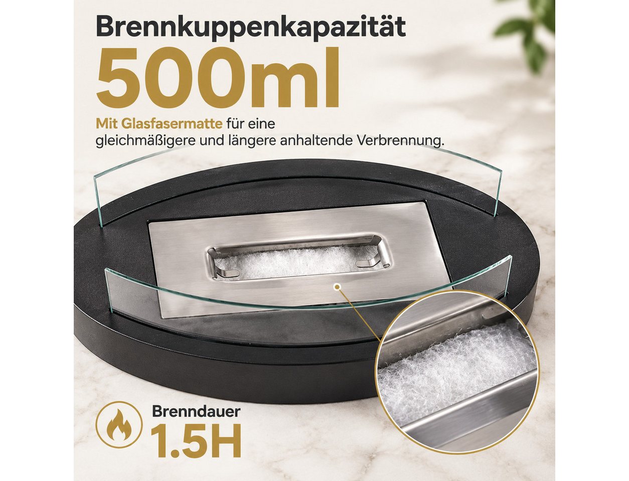 Nettlife Tischfeuer Bioethanol Kamin Tischkamin für Indoor/Outdoor, Tragbare Dekokamin (Set, Für Terrasse Balkon Garten Schlafzimmer Zuhause), Die Party Geschenkideens oder als stilvolle Tischdekoration Bild 5