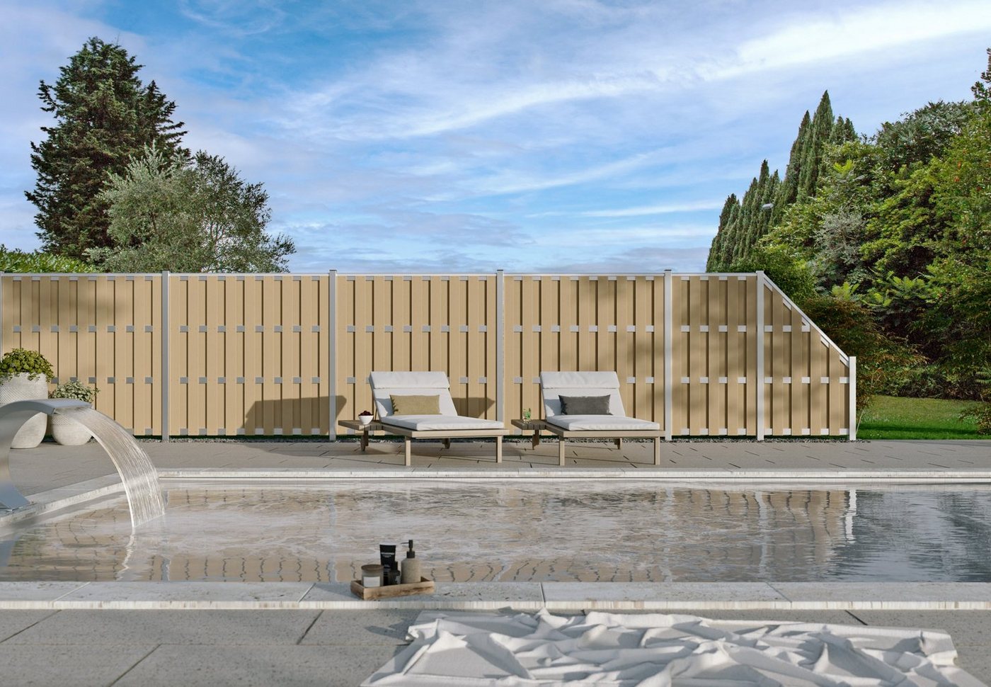 Tetzner & Jentzsch Gartenzaun JINAN-Serie sand / WPC Sichtschutzzaun Bild 2