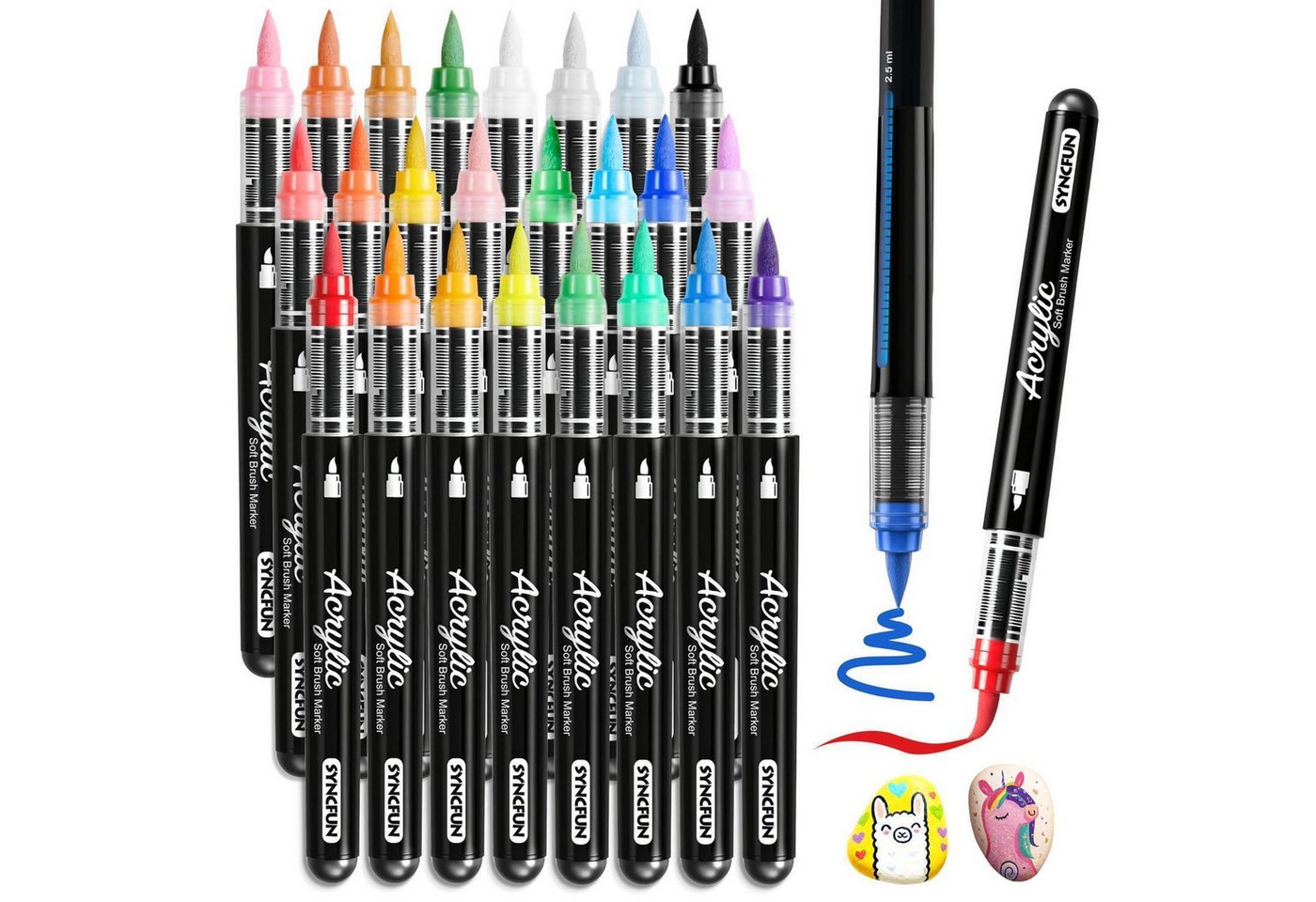 LuxusKollektion Pinselstift Acrylstifte Pinselspitze 24 Farben Stein Glas Stoff Bild 2