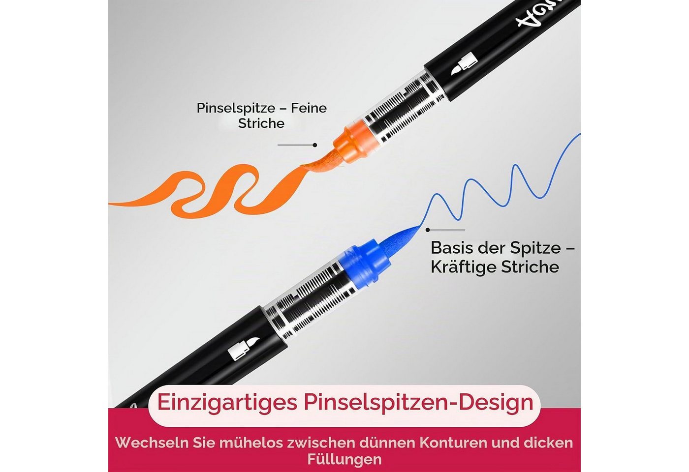 LuxusKollektion Pinselstift Acrylstifte Pinselspitze 24 Farben Stein Glas Stoff Bild 4