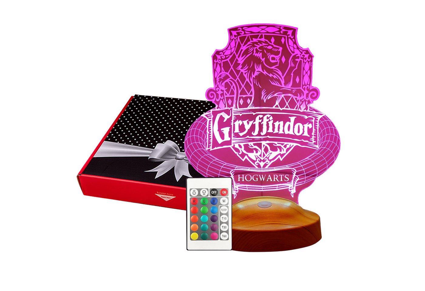Geschenkelampe LED Nachttischlampe Gryffindor Hogwarts Harry Potter Nachtlicht Geschenke für Kinder, Leuchte 7 Farben fest integriert, Geburtstagsgeschenk für Freunde, Mädchen, Junge, HP Fans Bild 3