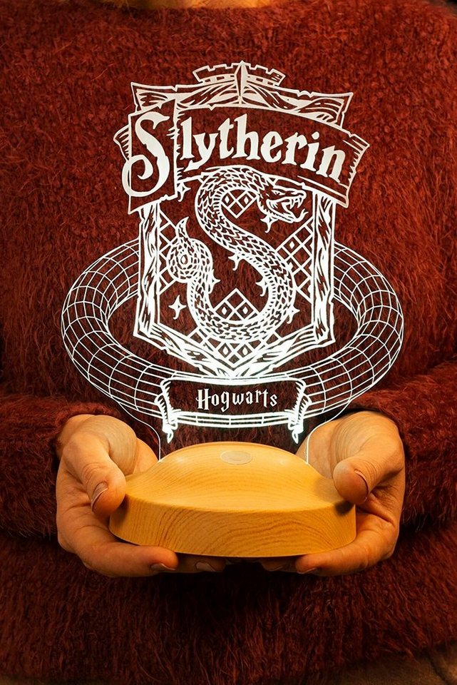 Geschenkelampe LED Nachttischlampe Slytherin Hogwarts Harry Potter 3D Nachtlicht Geschenke Potterheads, Leuchte 7 Farben fest integriert, Geburtstagsgeschenk für Freunde, Mädchen, Jungen, HP Fans