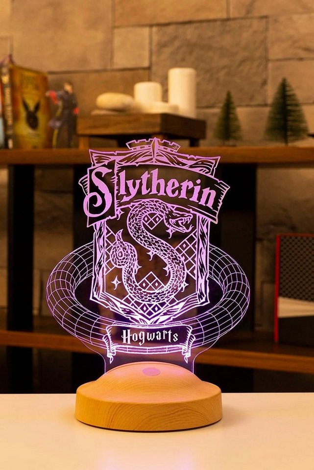 Geschenkelampe LED Nachttischlampe Slytherin Hogwarts Harry Potter 3D Nachtlicht Geschenke Potterheads, Leuchte 7 Farben fest integriert, Geburtstagsgeschenk für Freunde, Mädchen, Jungen, HP Fans Bild 3