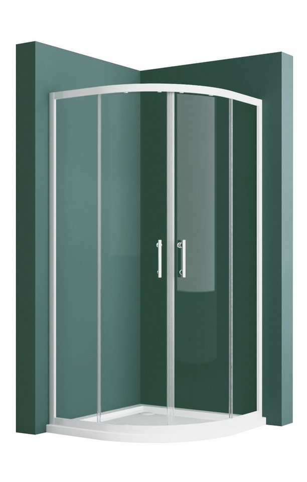Hopibath Runddusche Weiß 90x90x185cm Duschkabine, BxT: 90x90 cm, 5mm Sicherheitsglas, Schiebetür, (88-90)x(88-90)x185, Alurahmen, Magnetverschluss Bild 3
