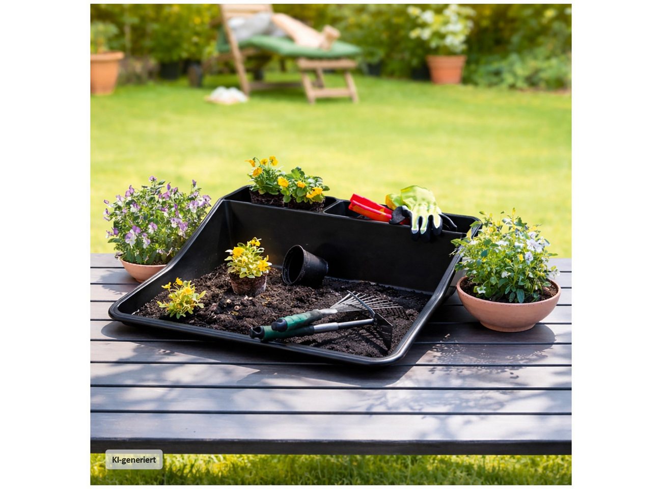 HTI-Living Pflanztisch Pflanzwanne Nessa aus Kunststoff Umtopf Unterlage für Pflanztisch (Stück, 1-St., 1 Pflanzwanne), Pflanztisch